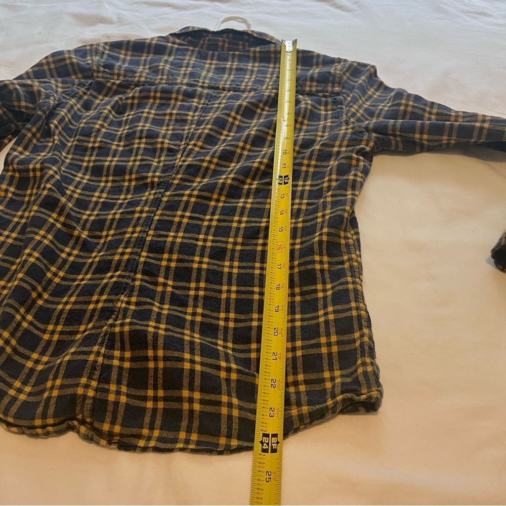 Frank & Eileen Barry Cotton Flannel Plaid Button Down Shirt Blue Yellow Medium - Picture 11 of 11